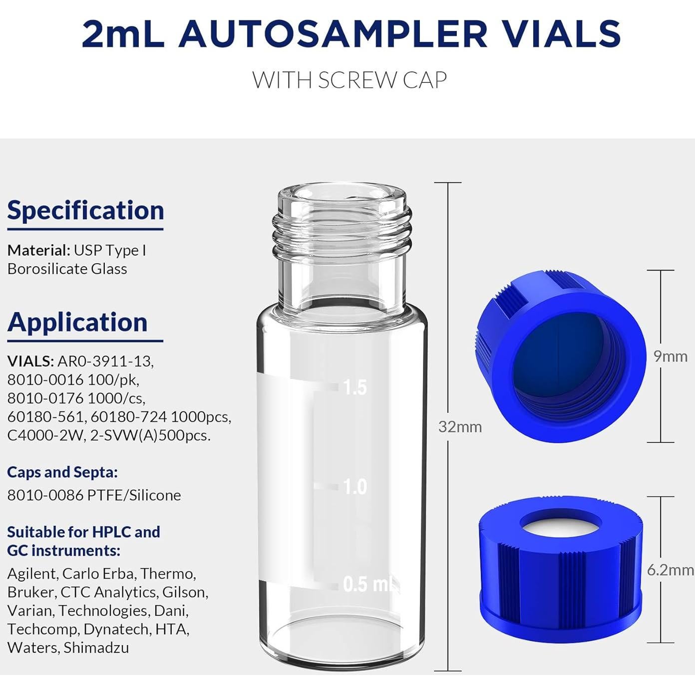 Frascos de muestreo 2 ml Alberts Filter, 100 piezas HPLC