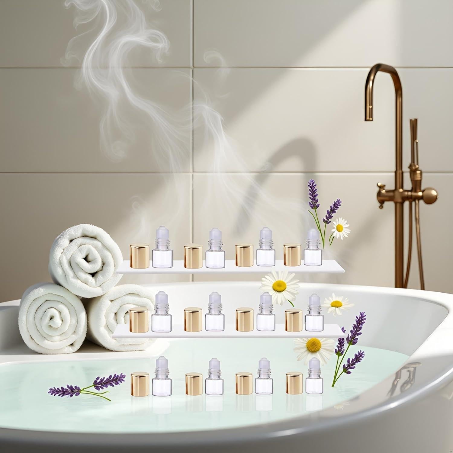 12 Botellas de Vidrio Roll-on WLngtv 1ml Doradas Reutilizables