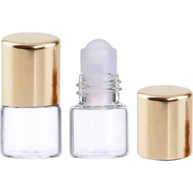 12 Botellas de Vidrio Roll-on WLngtv 1ml Doradas Reutilizables