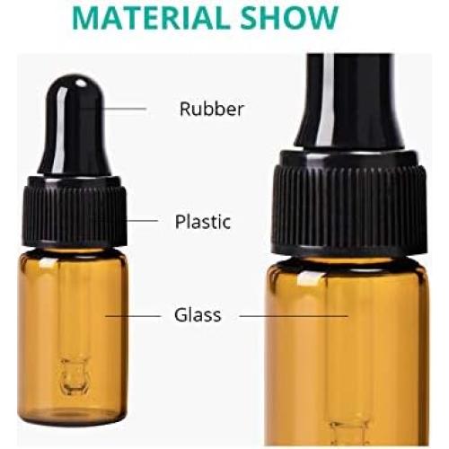 Paquete de 50 Botellas de Vidrio Ámbar 3ml con Gotero USRommaner