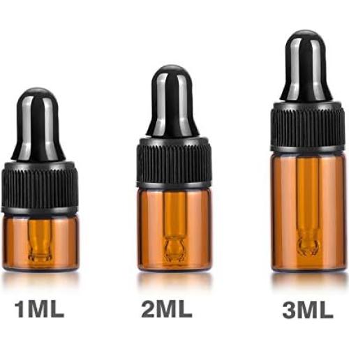 Paquete de 50 Botellas de Vidrio Ámbar 3ml con Gotero USRommaner