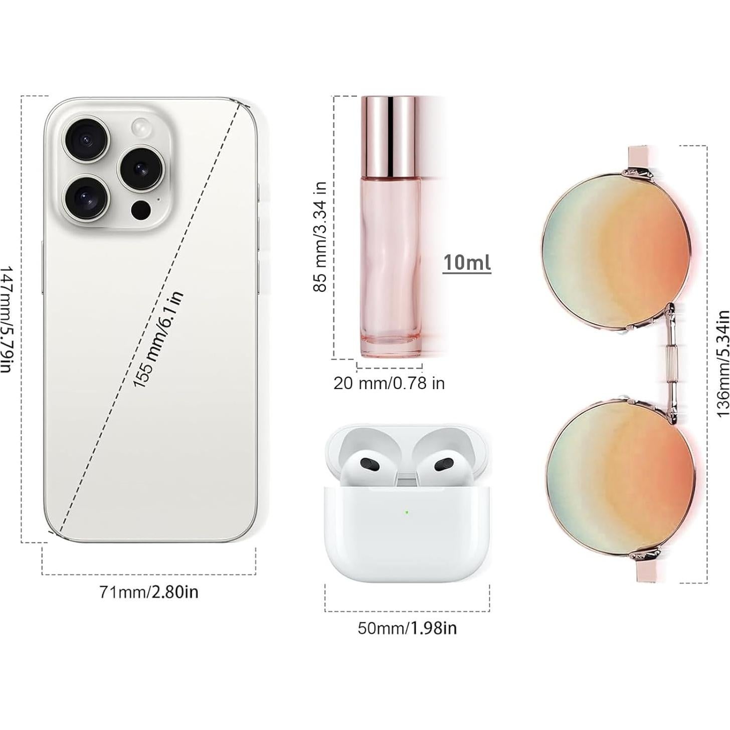 Set de 8 Botellas de Rodillo de Vidrio 10 ml Dorado Rosa