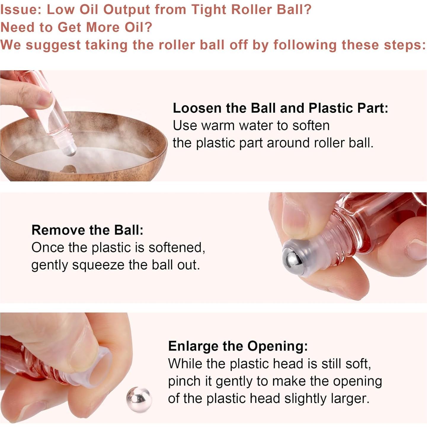 Set de 8 Botellas de Rodillo de Vidrio 10 ml Dorado Rosa