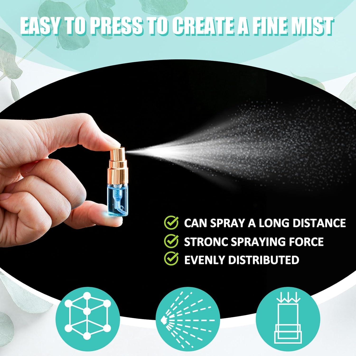 75 Mini Botellas de Spray de Vidrio Zhehao 2 ml Tapa Dorada