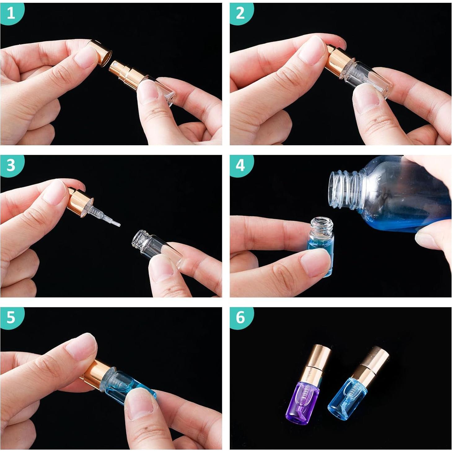 75 Mini Botellas de Spray de Vidrio Zhehao 2 ml Tapa Dorada