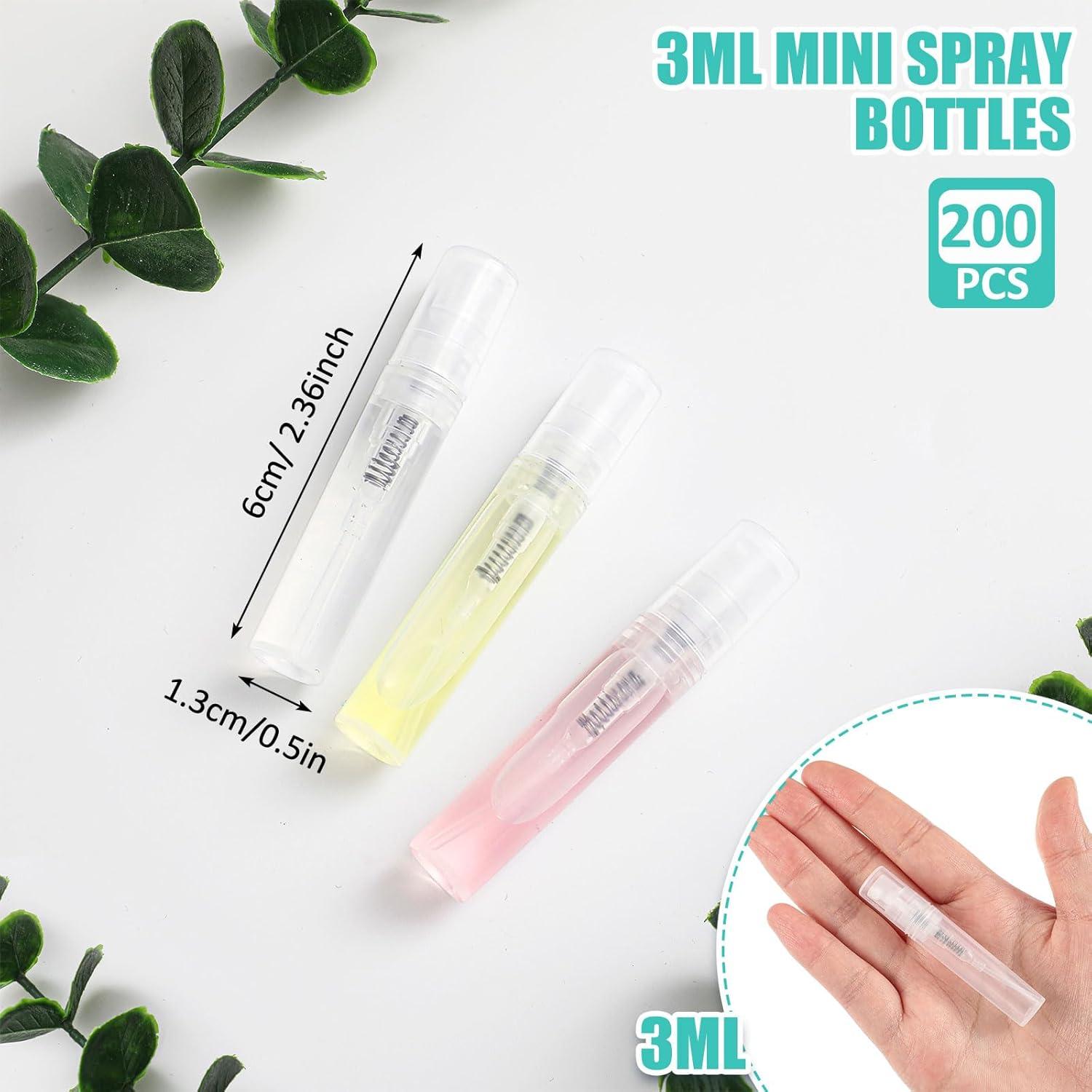 200 Mini Botellas de Spray Zhehao 3 ml Transparentes Recargables