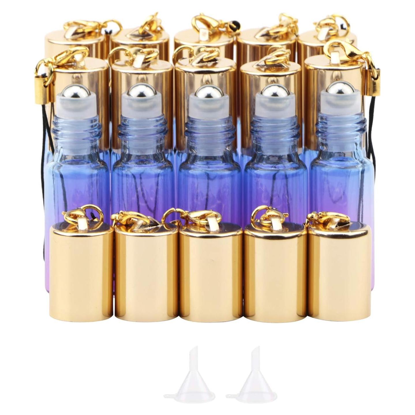 Kesell 15 Botellas de Rodillo de Vidrio 5ml Gradiente Azul-Púrpura