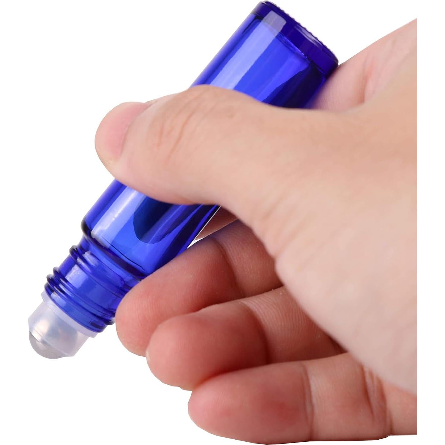 24 Botellas de Rodillo 10ml Vidrio Azul Cobalto inice