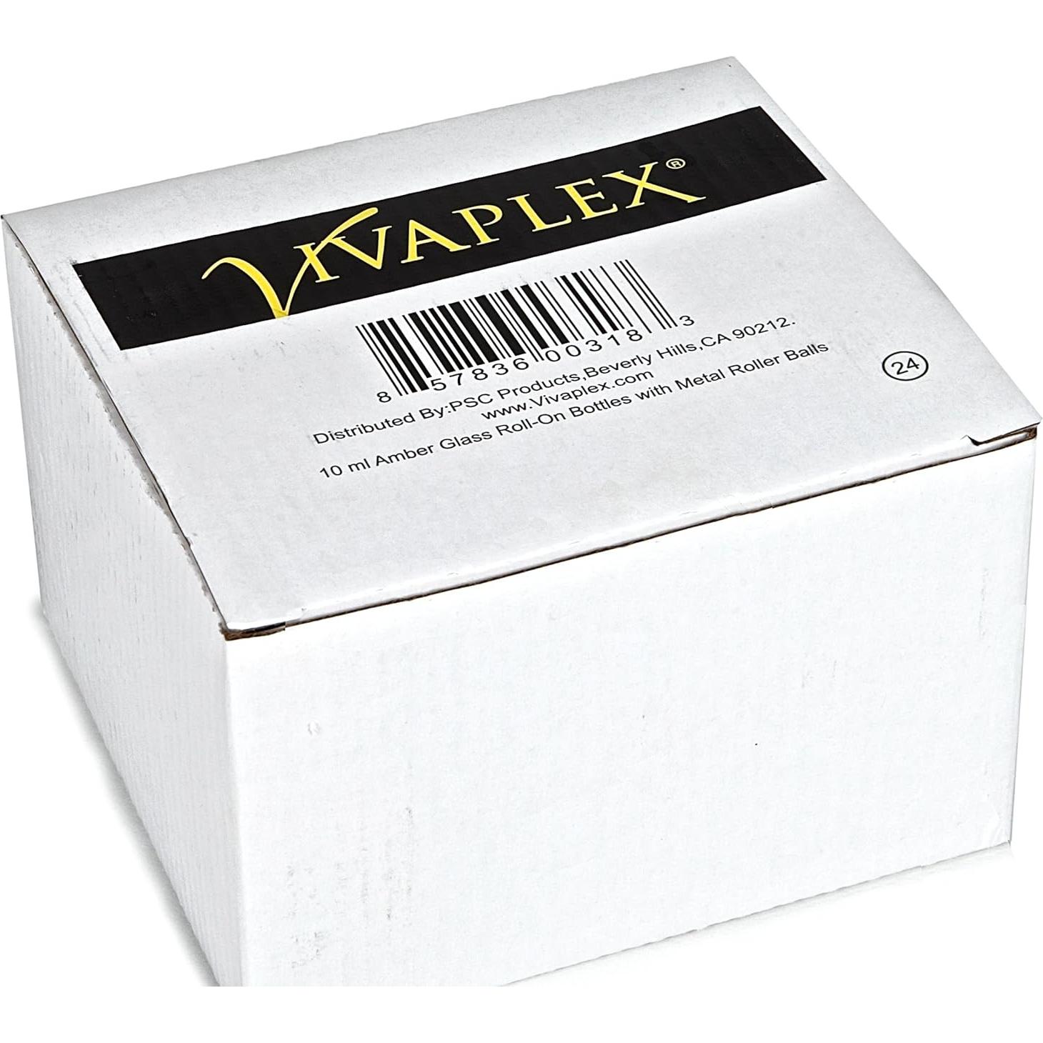 Botellas de vidrio ámbar 10 ml con rodillo Vivaplex - 24 unidades