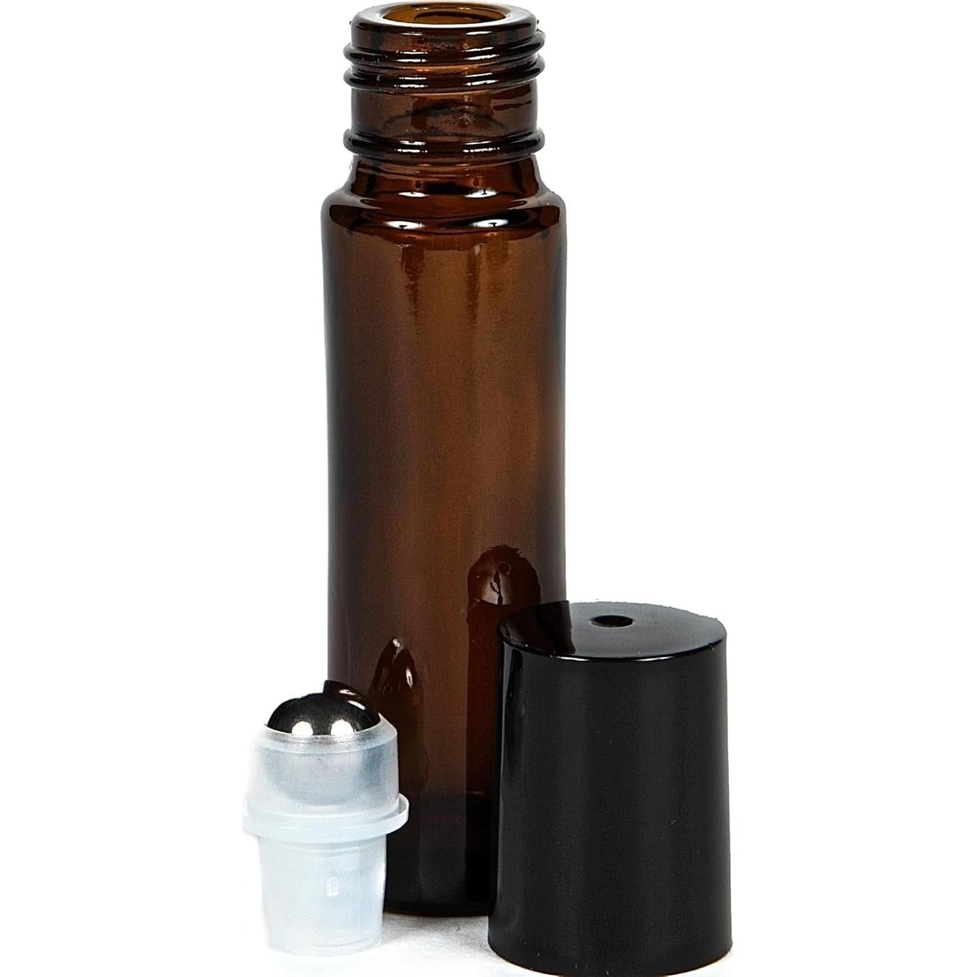 Botellas de vidrio ámbar 10 ml con rodillo Vivaplex - 24 unidades