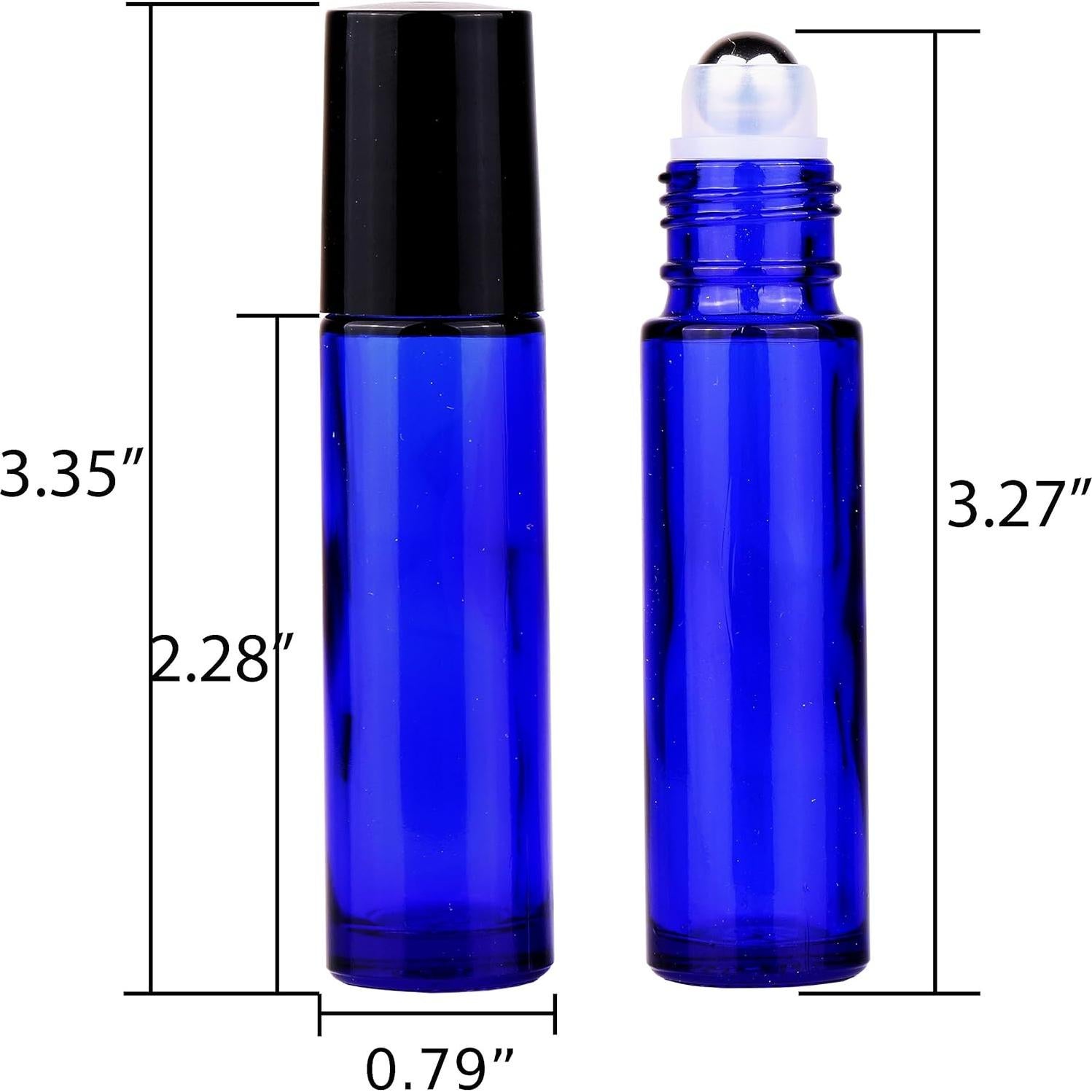 12 Botellas Roller de Vidrio Azul Cobalto 10ml inice