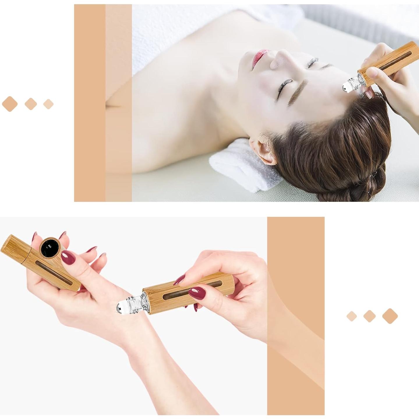 12 Botellas de Rodillo 10ml MYKASEN con Carcasa de Bambú