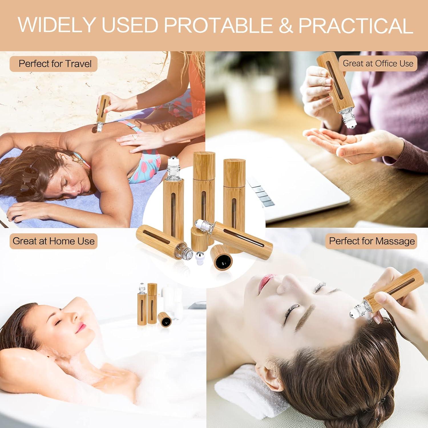 12 Botellas de Rodillo 10ml MYKASEN con Carcasa de Bambú