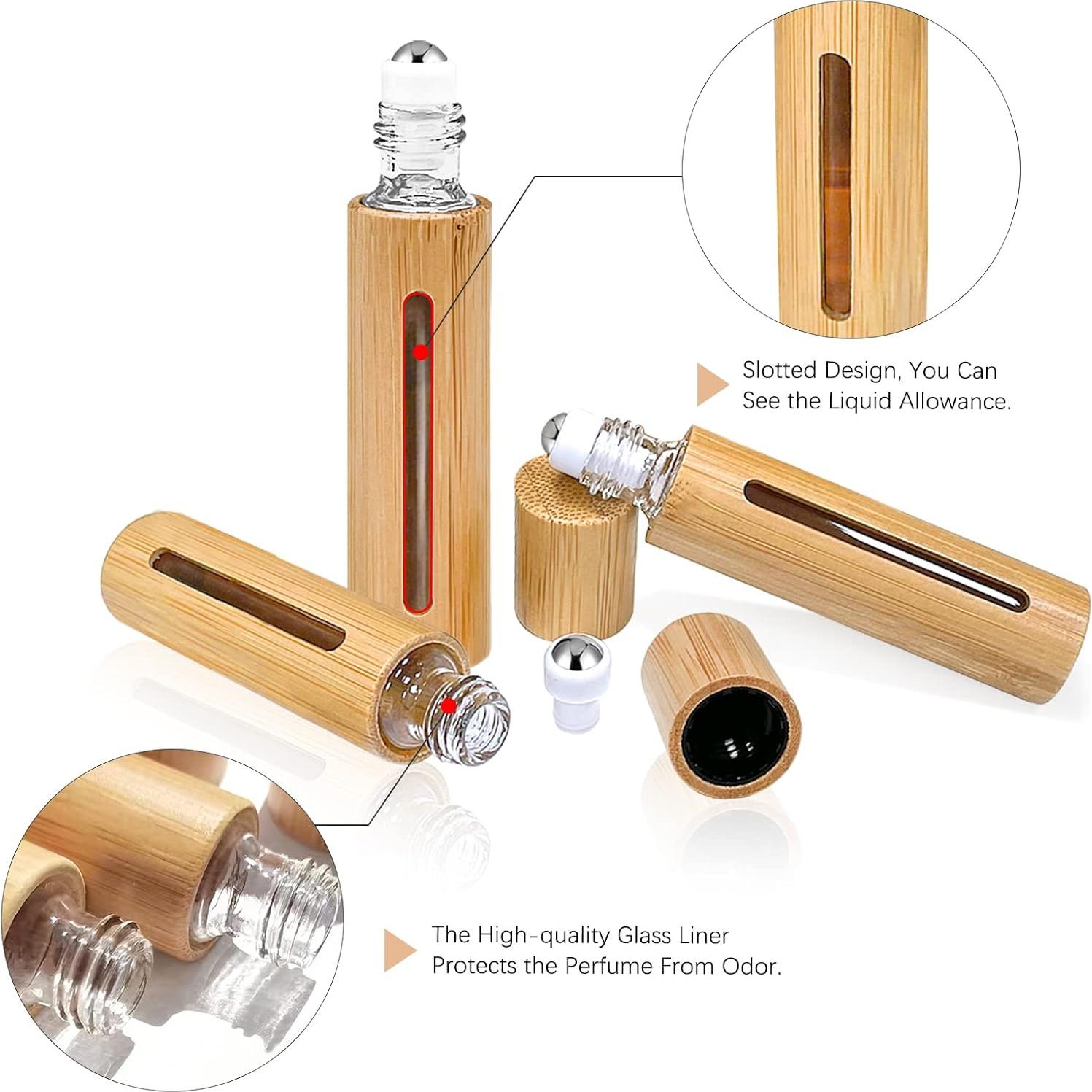 12 Botellas de Rodillo 10ml MYKASEN con Carcasa de Bambú