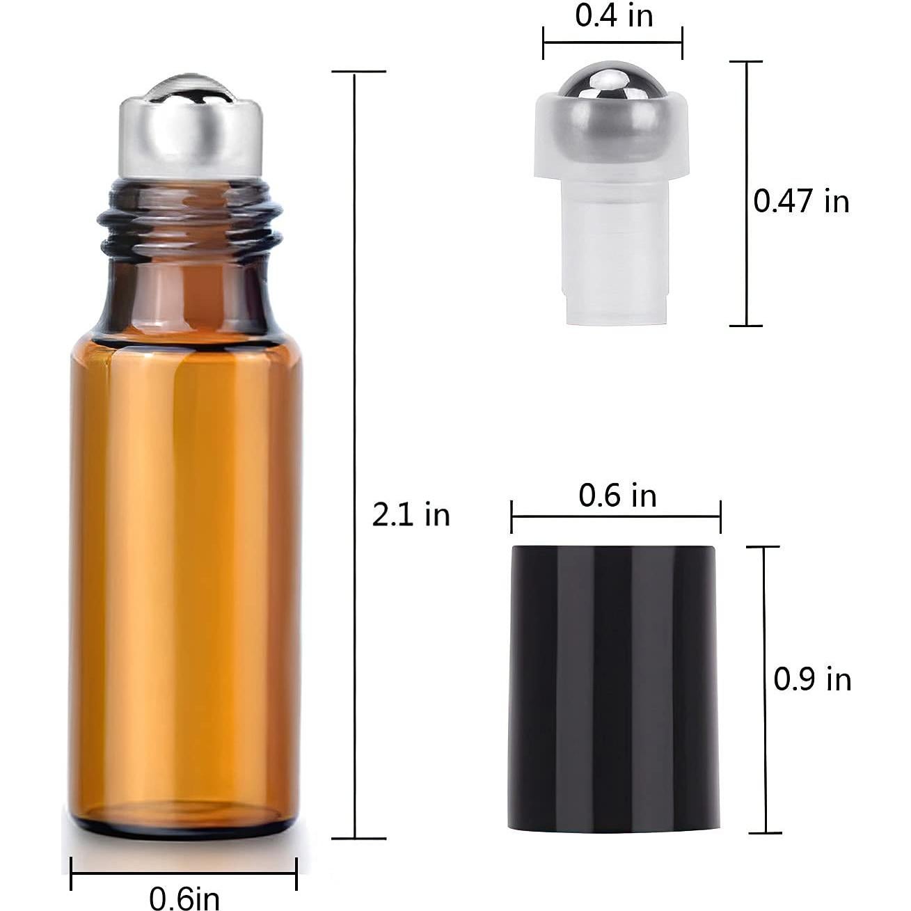 Set de 24 Botellas de Rodillo de Vidrio Ámbar 5ml con Accesorios