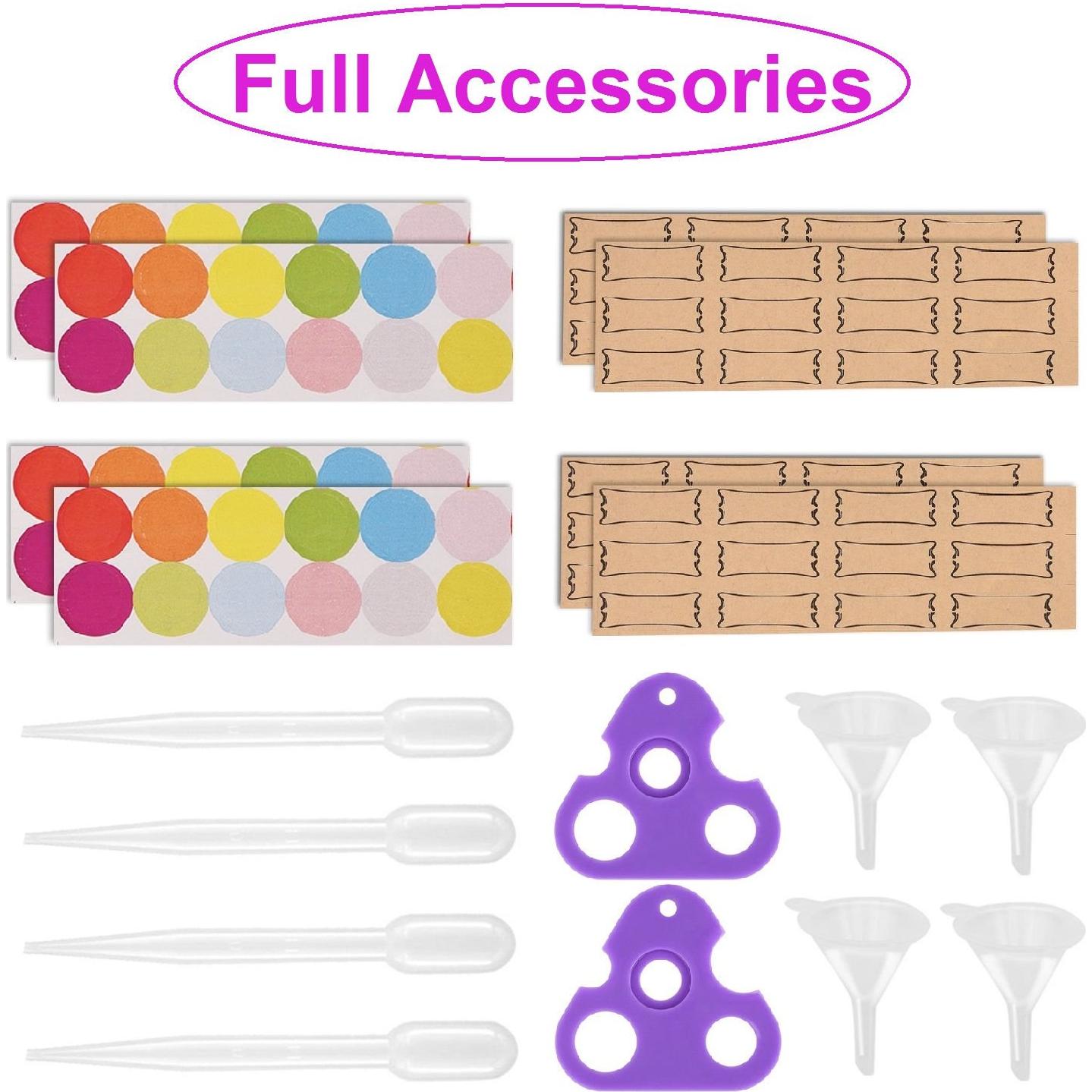 Set de 24 Botellas de Rodillo de Vidrio Ámbar 5ml con Accesorios