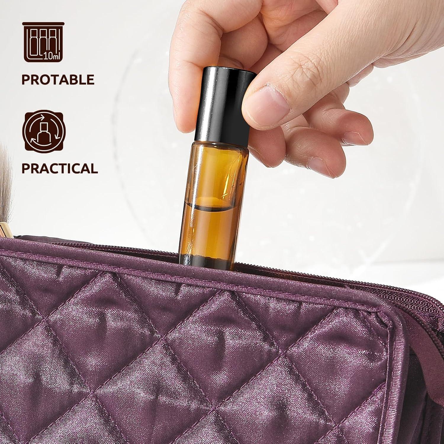 Paquete de 8 Botellas de Vidrio Ámbar 10ml Bofessor con Rodillo