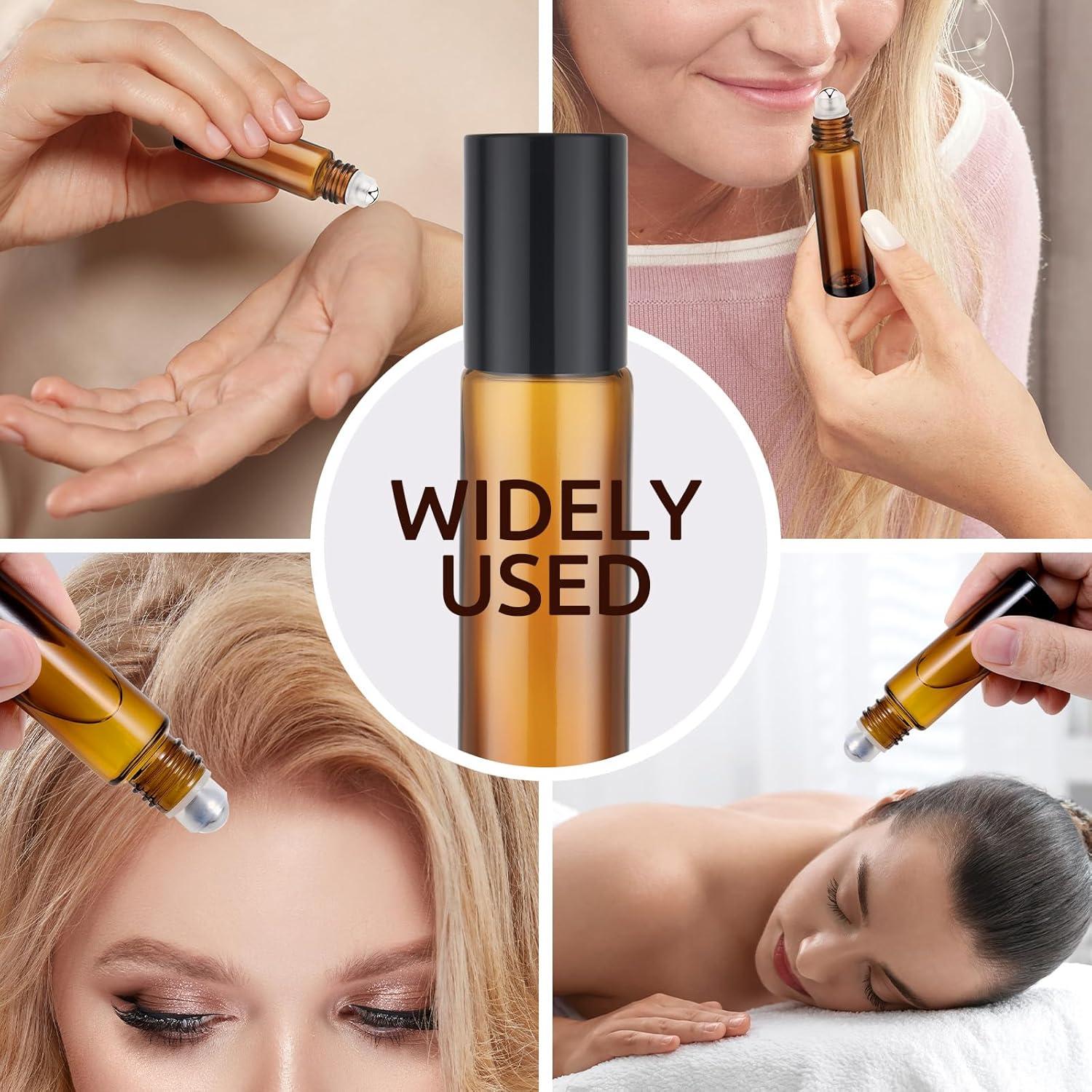 Paquete de 8 Botellas de Vidrio Ámbar 10ml Bofessor con Rodillo