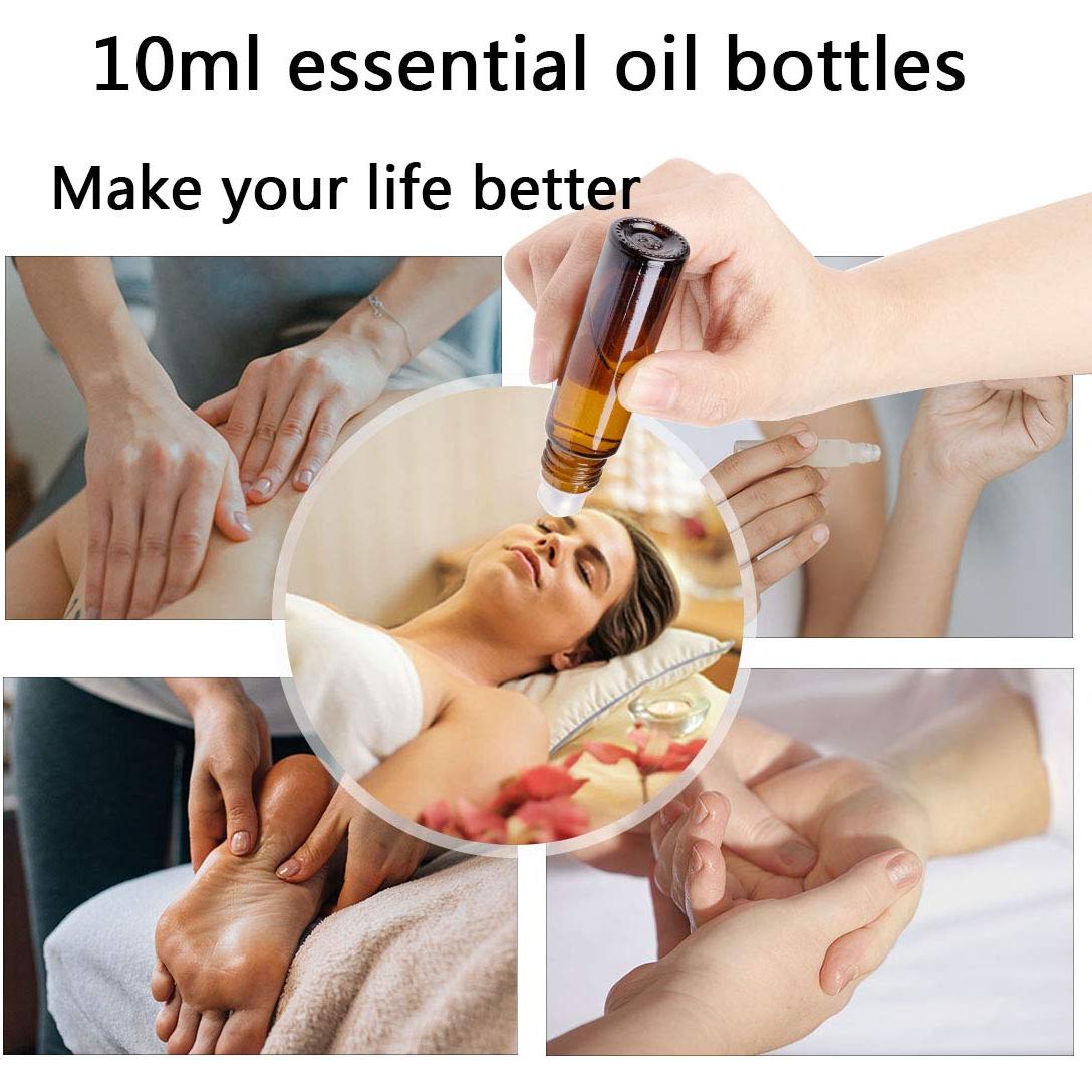 6 Botellas de Vidrio Ámbar 10ml con Bolas de Acero ZIZEMOJA