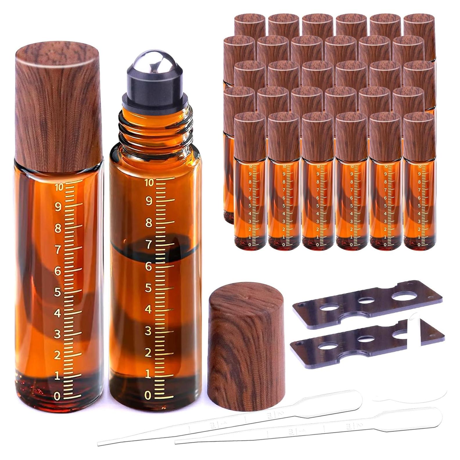 30 Botellas de Vidrio Ámbar 10ml con Rodillo Matifaner