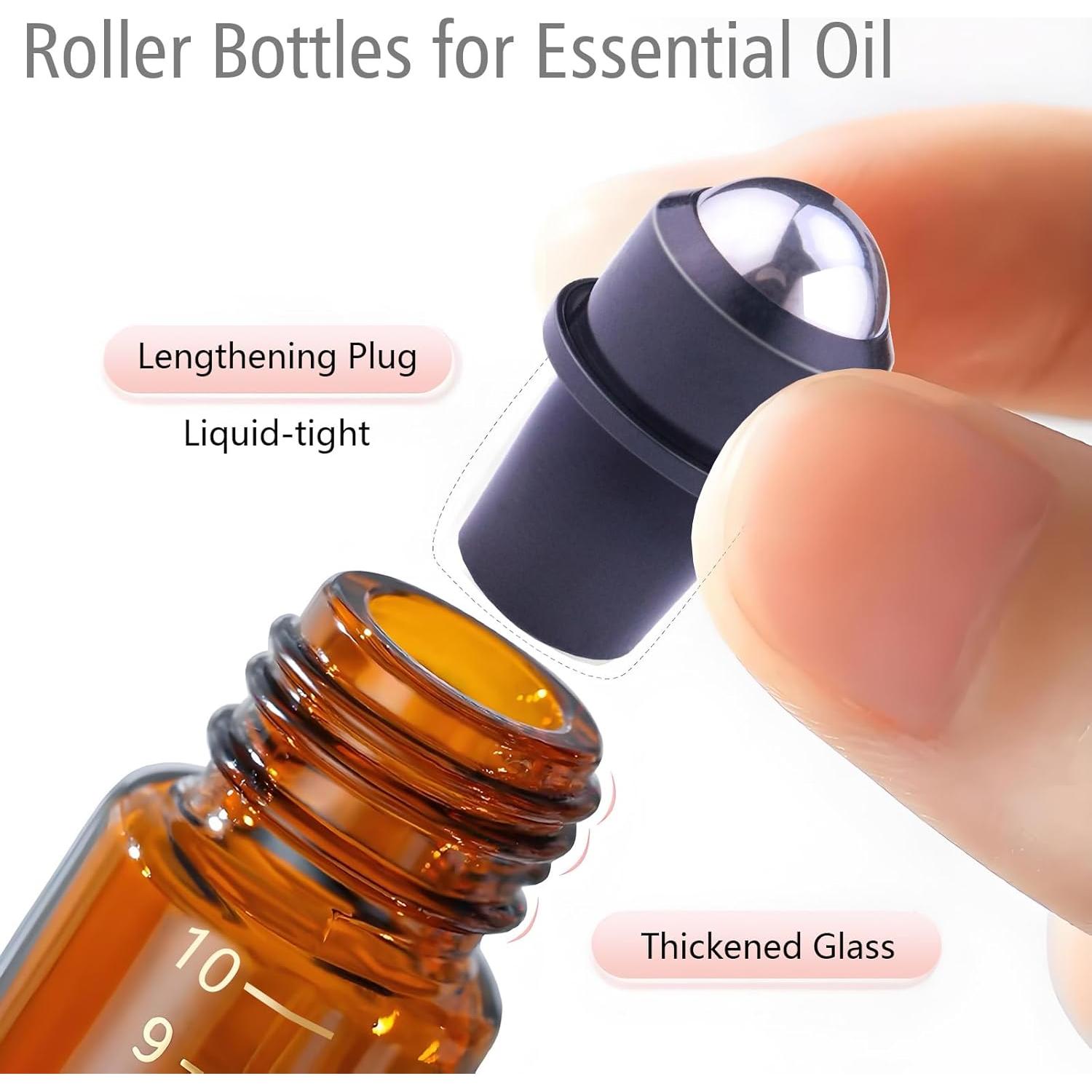 30 Botellas de Vidrio Ámbar 10ml con Rodillo Matifaner