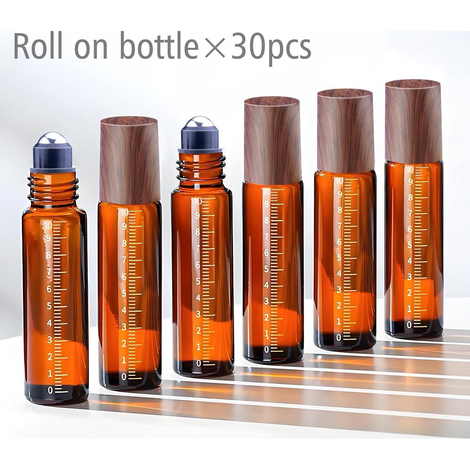 30 Botellas de Vidrio Ámbar 10ml con Rodillo Matifaner