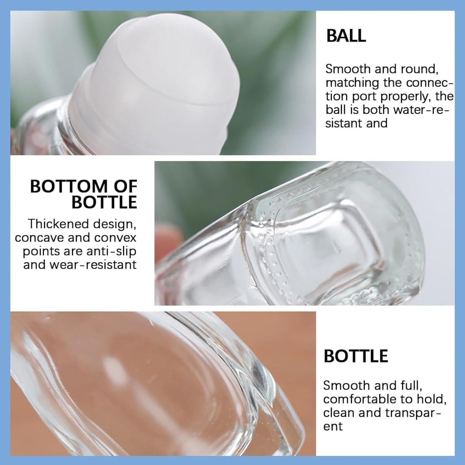 Botella Rodante de Vidrio 50ml PurYupearl a Prueba de Fugas