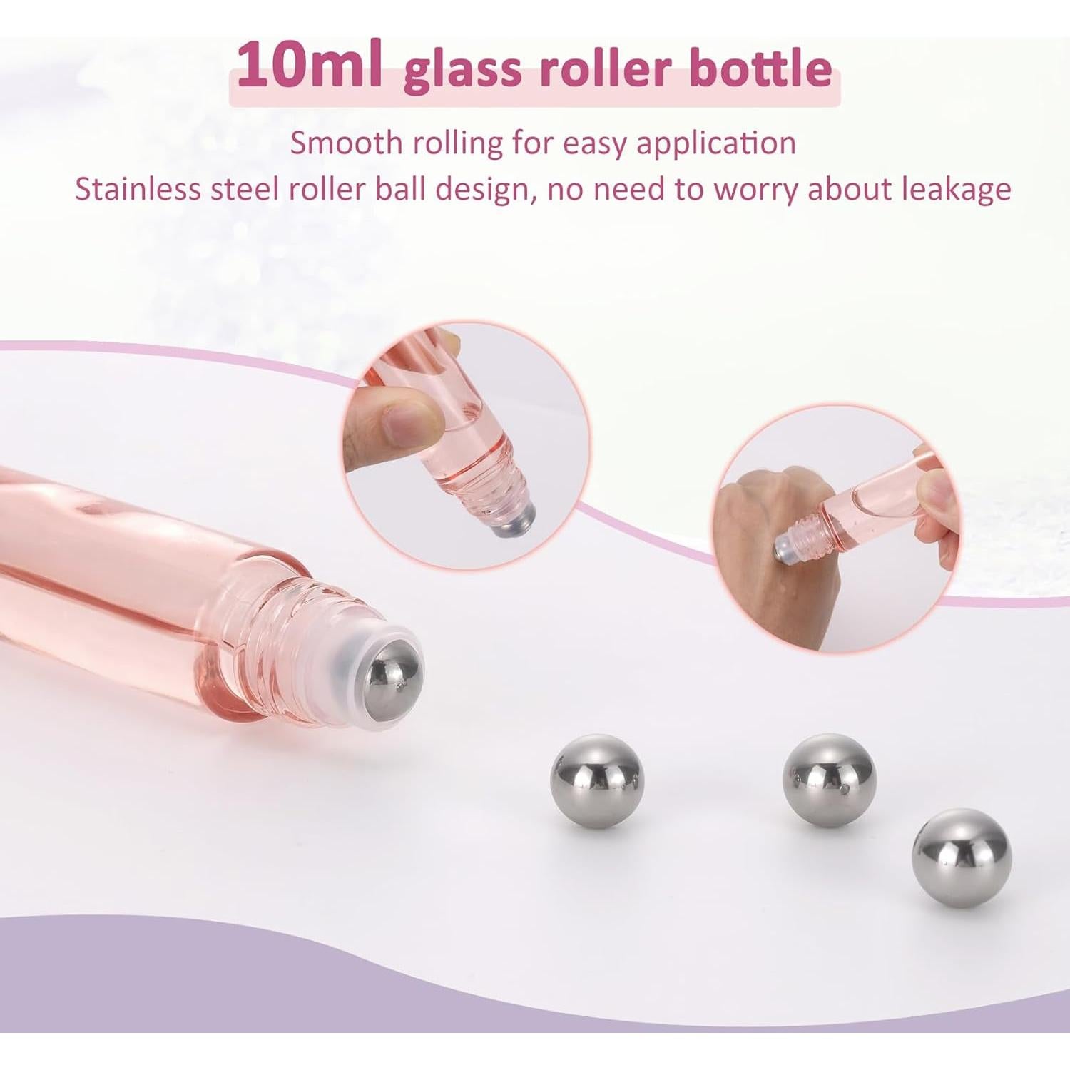 Kesell 14 Botellas de Vidrio 10ml con Rodillo para Aceites