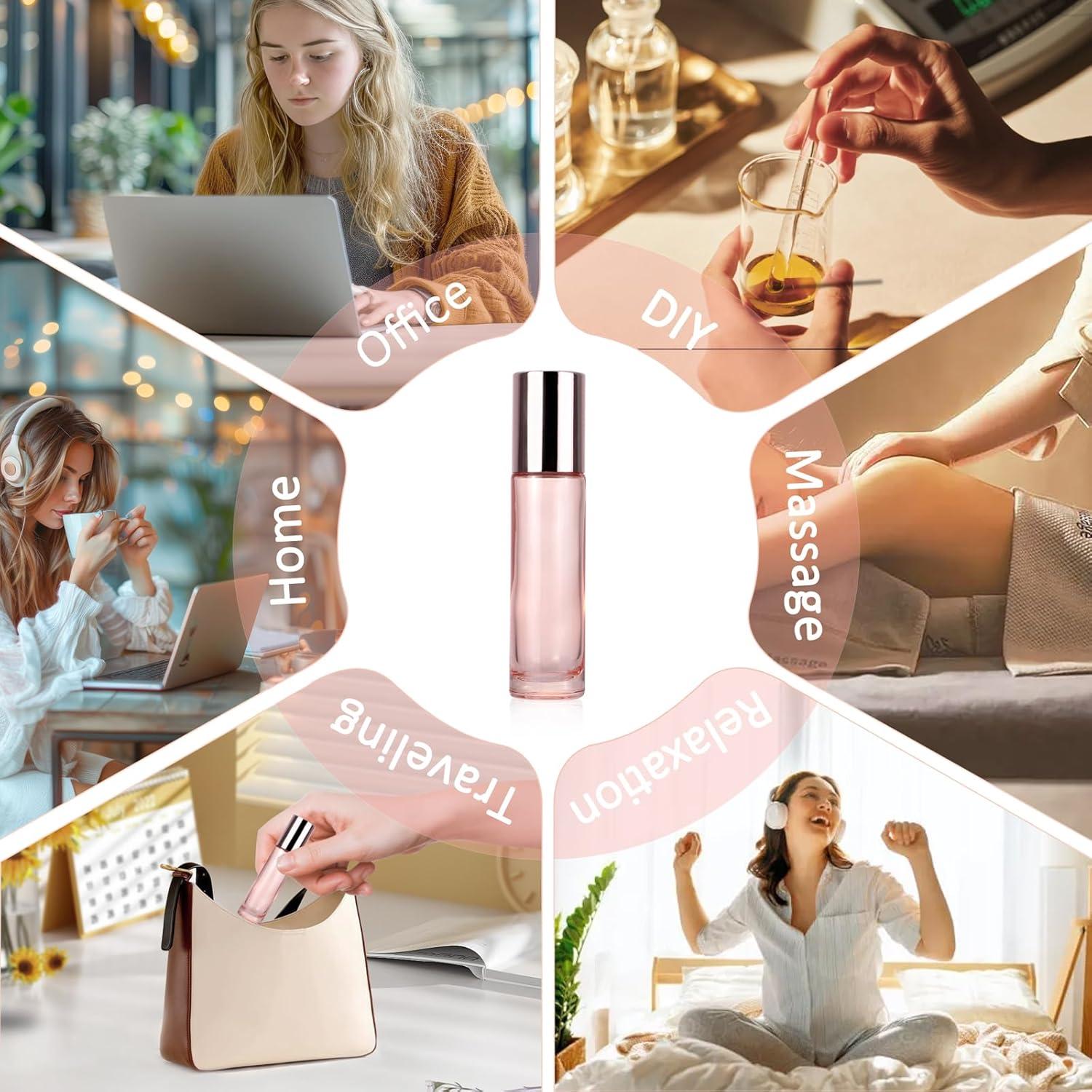 Kesell 14 Botellas de Vidrio 10ml con Rodillo para Aceites