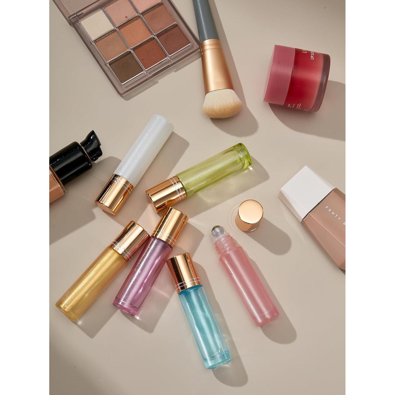 Botellas Roll On Qeuly 10ml Vidrio Grueso Acero Inoxidable 6 Piezas