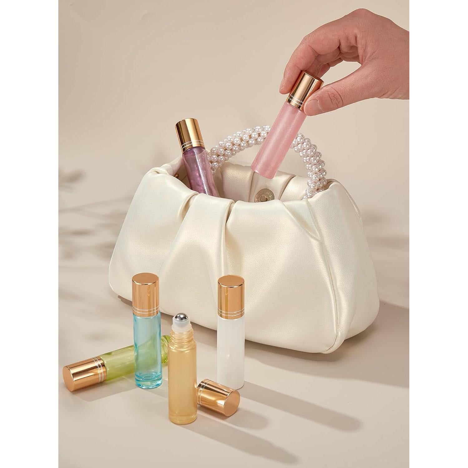 Botellas Roll On Qeuly 10ml Vidrio Grueso Acero Inoxidable 6 Piezas