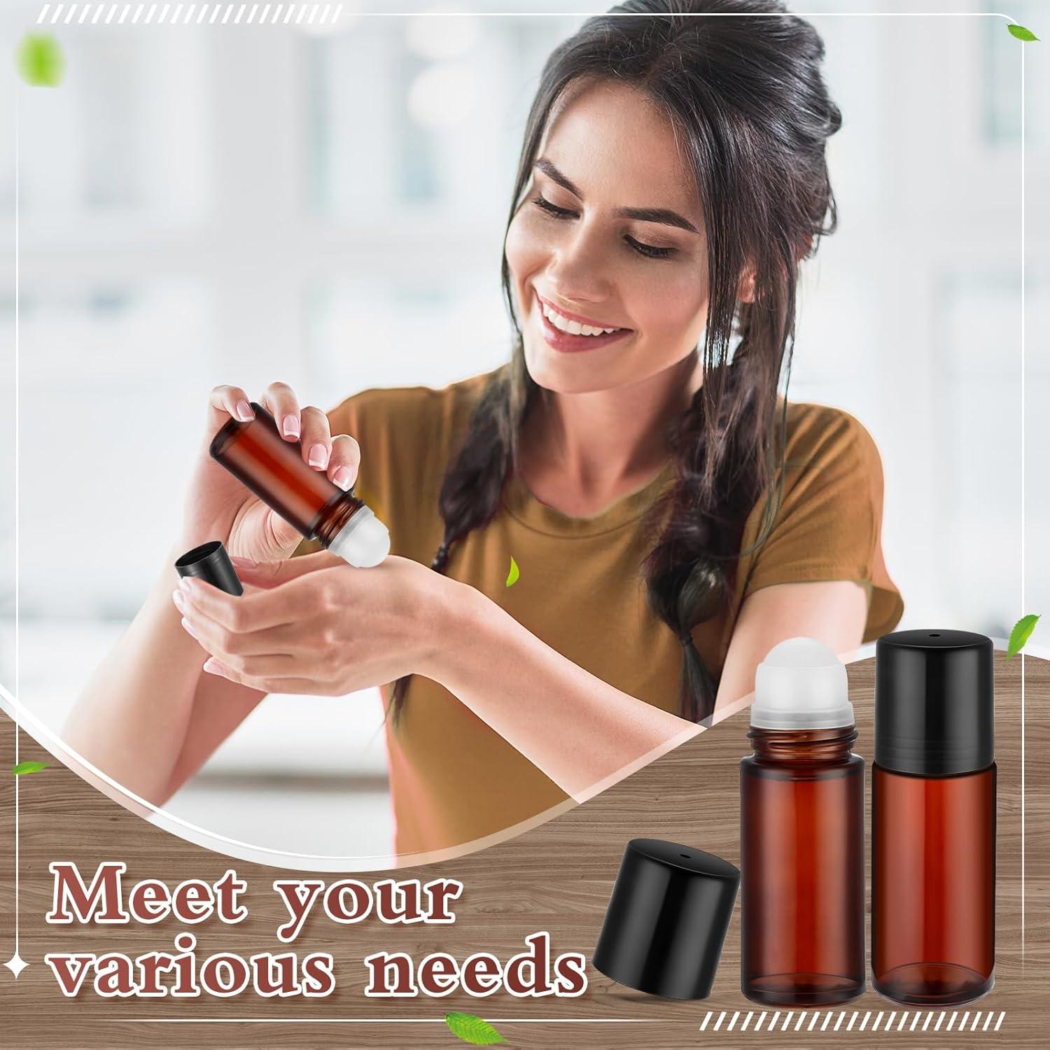 Set 24 Botellas de Vidrio Marrón 50ml con Rodillo Sumind