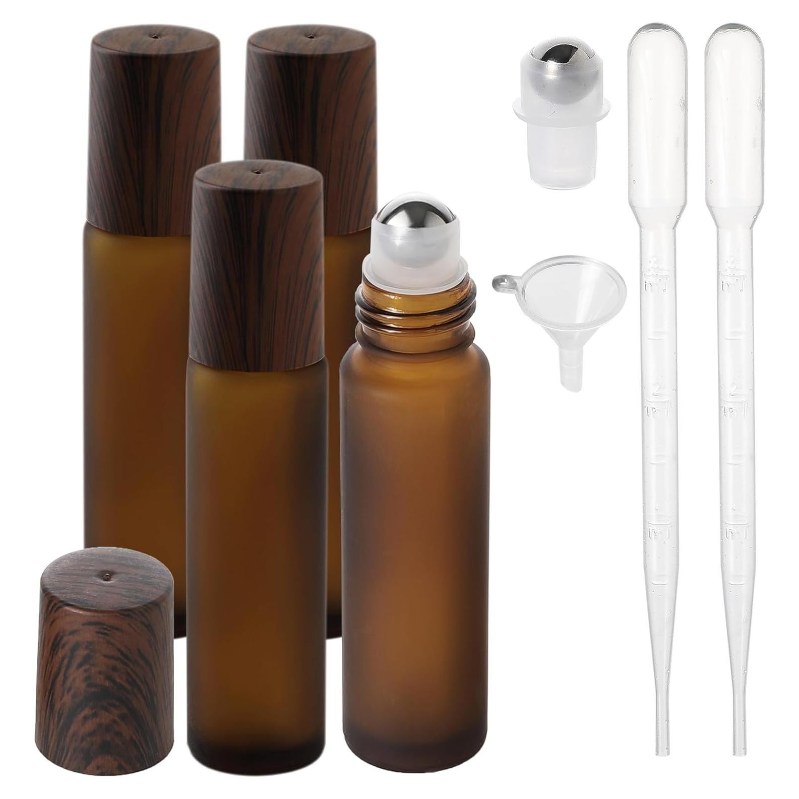 Botellas de Rodillo de Aceite Esencial SESENSE 10ml Ámbar 4 Pzas