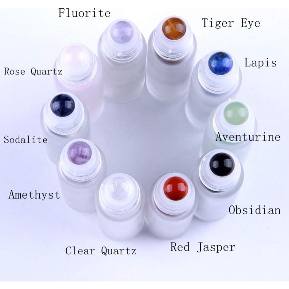 Botellas Roll On de Vidrio 10ml con Bolas de Cristal - 10 Piezas