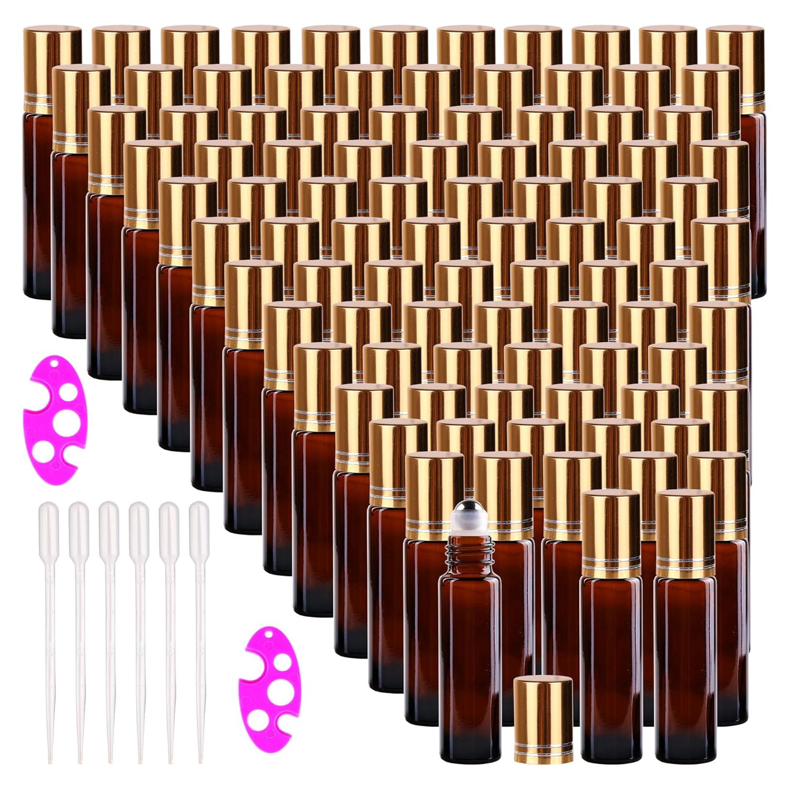 Botellas de vidrio ámbar 10ml inice con rodillo acero inoxidable