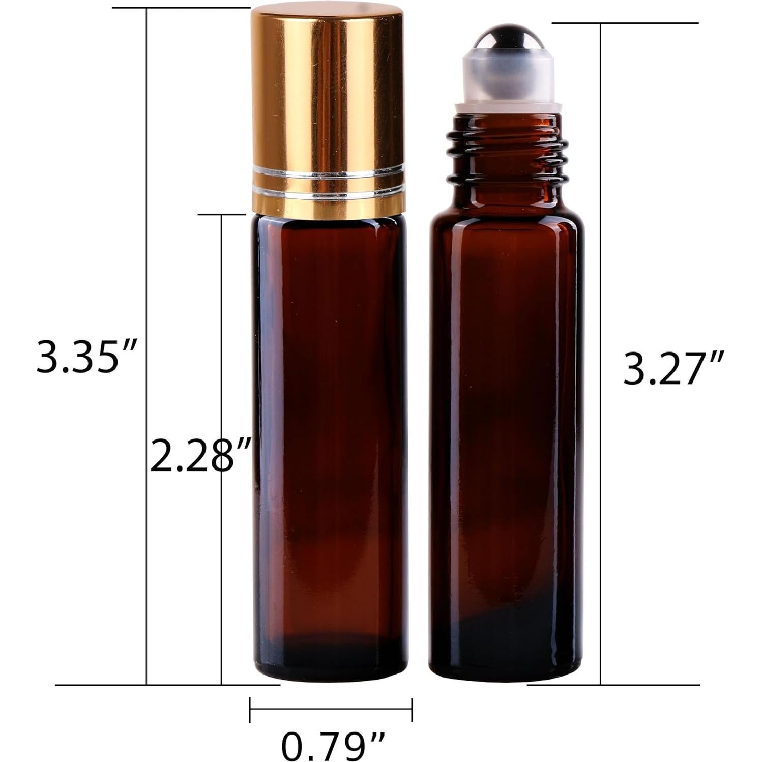 Botellas de vidrio ámbar 10ml inice con rodillo acero inoxidable