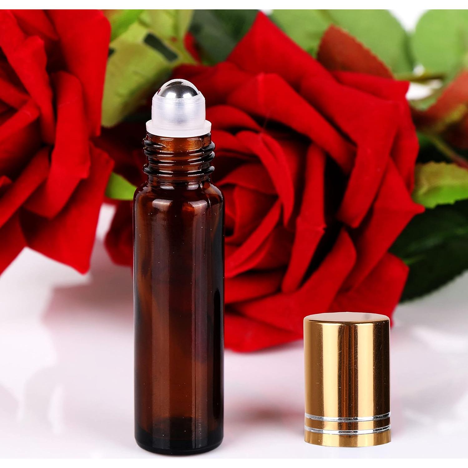 Botellas de vidrio ámbar 10ml inice con rodillo acero inoxidable