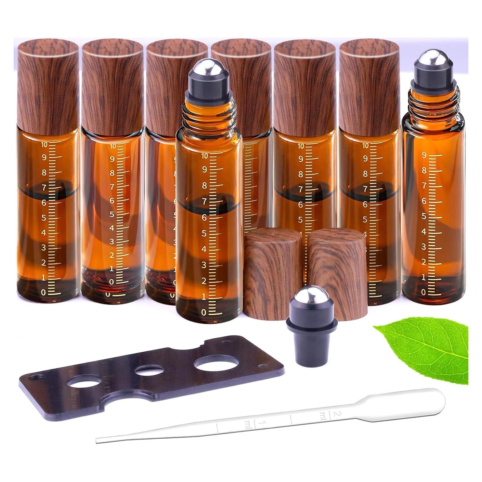 Paquete de 8 Botellas de Rodillo de Vidrio Ámbar 10ml Matifaner