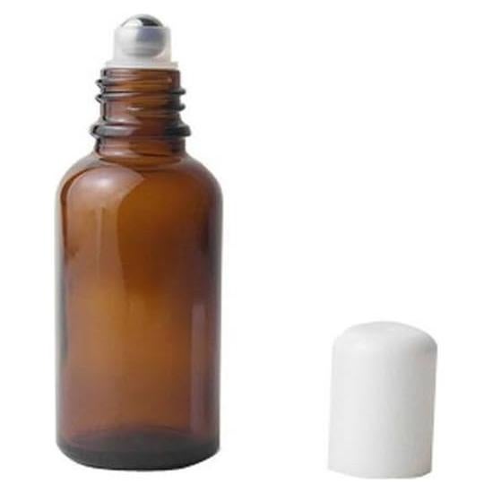 3 Botellas de Vidrio Ámbar 30ml con Rodillo de Acero Inoxidable