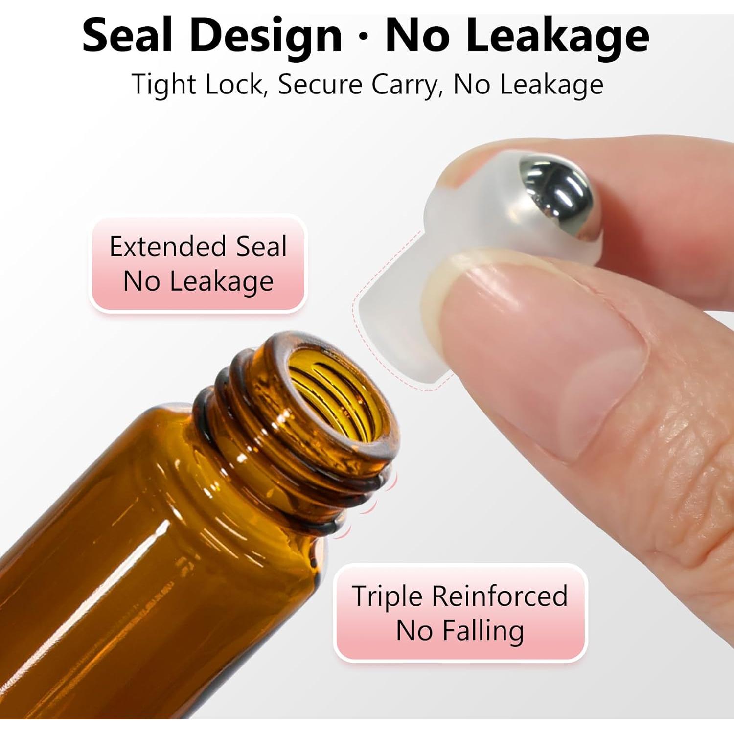 KEYWING 54 Pack Botellas de Vidrio Ámbar 10ml con Rodillo