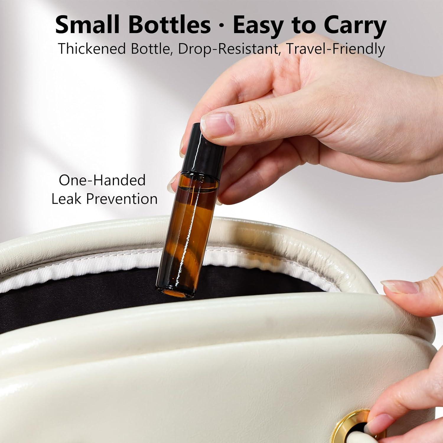 KEYWING 54 Pack Botellas de Vidrio Ámbar 10ml con Rodillo