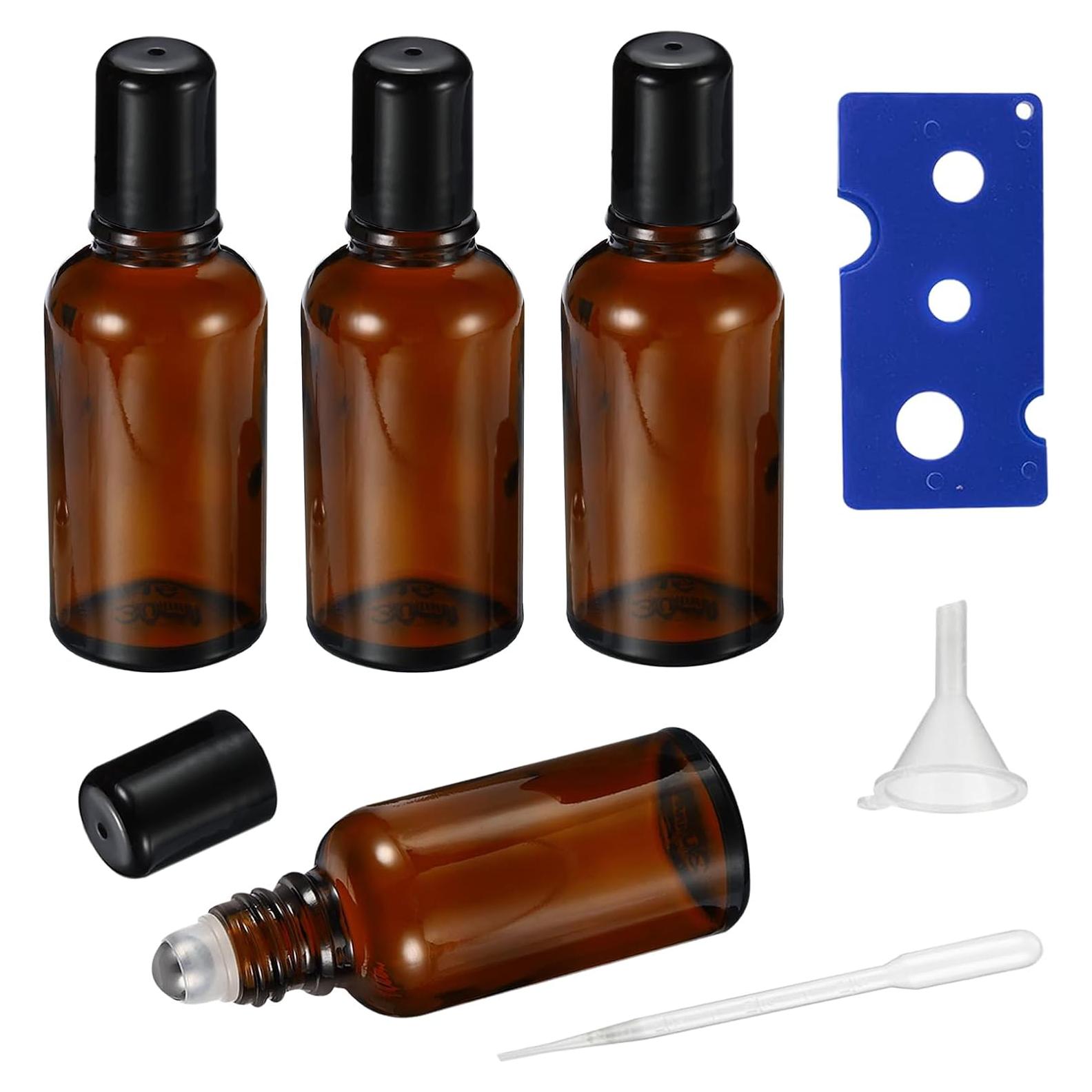 Botellas de Rodillo 30ml HEYLEAYAR Ámbar - Pack 4 Unidades