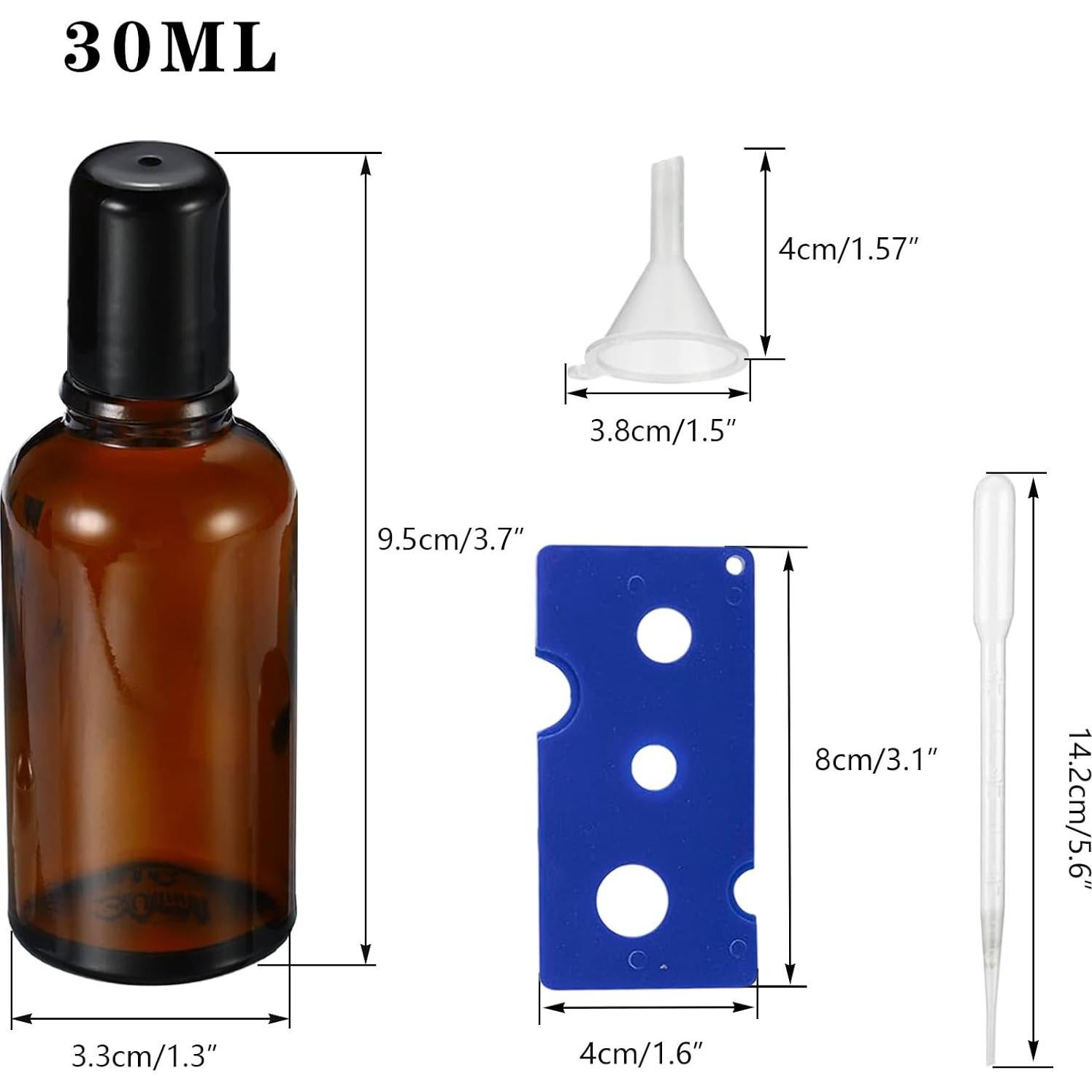 Botellas de Rodillo 30ml HEYLEAYAR Ámbar - Pack 4 Unidades