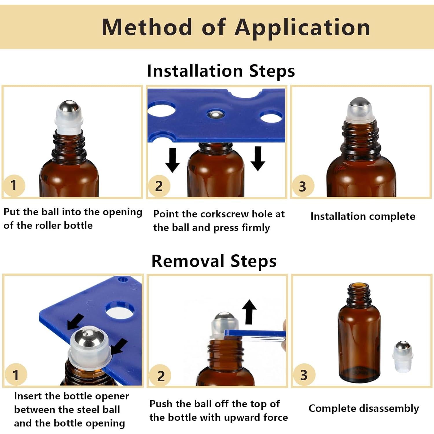 Botellas de Rodillo 30ml HEYLEAYAR Ámbar - Pack 4 Unidades