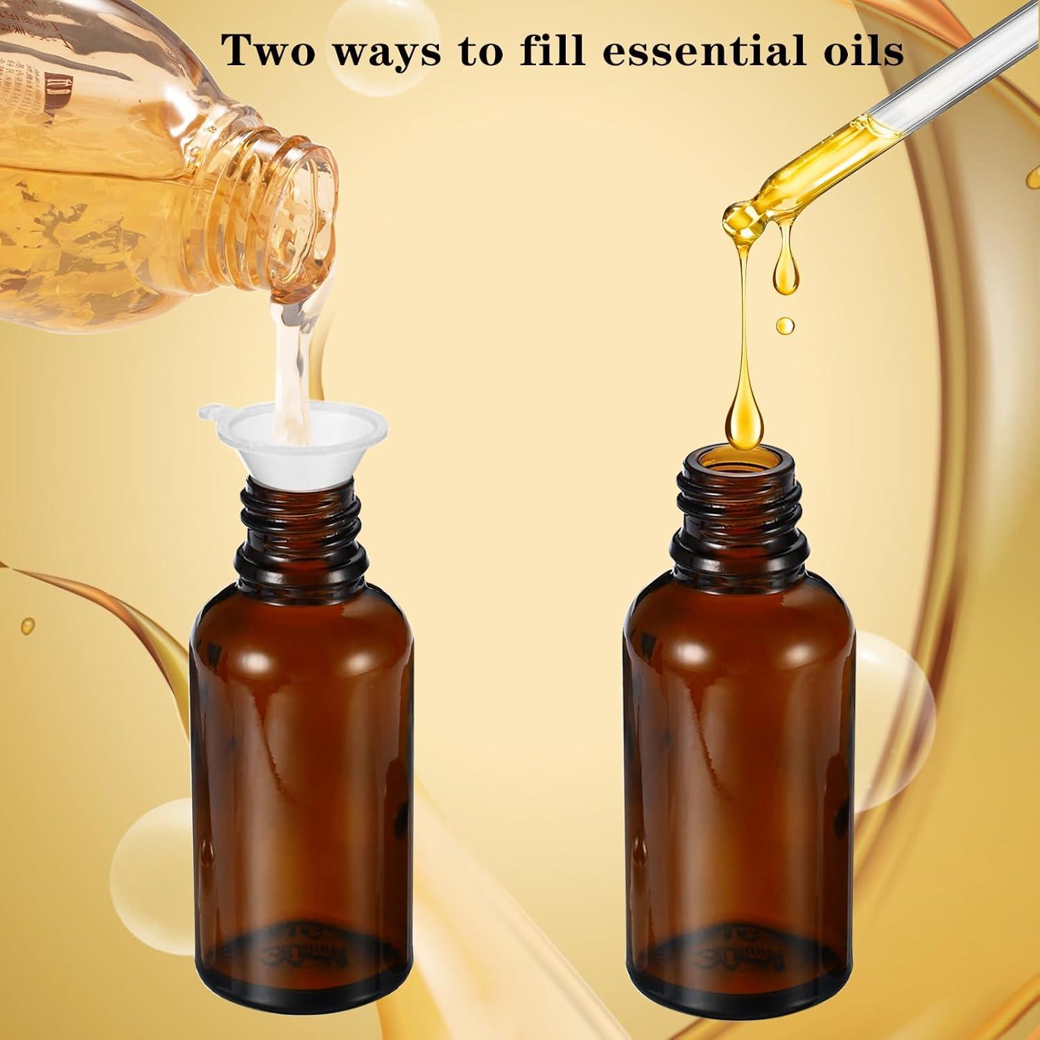 Botellas de Rodillo 30ml HEYLEAYAR Ámbar - Pack 4 Unidades