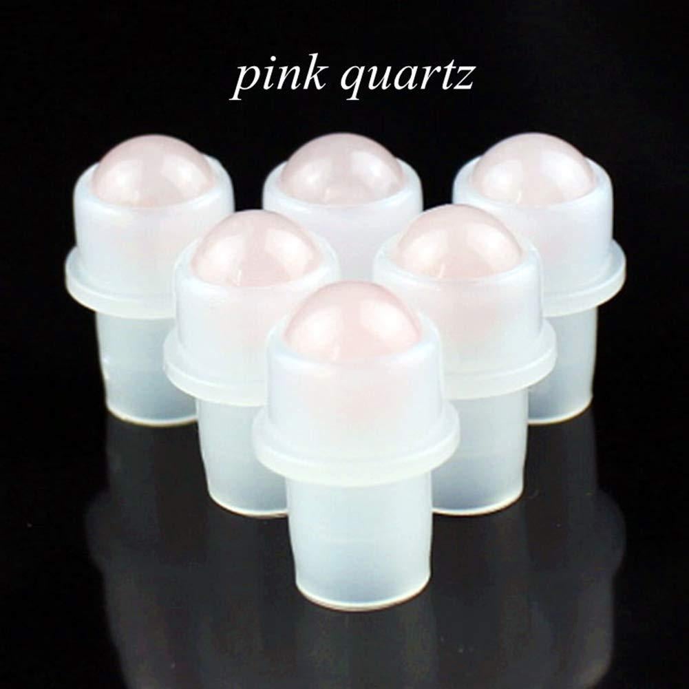 Paquete de 5 botellas de vidrio 10ml con rodillo Cuarzo Rosa