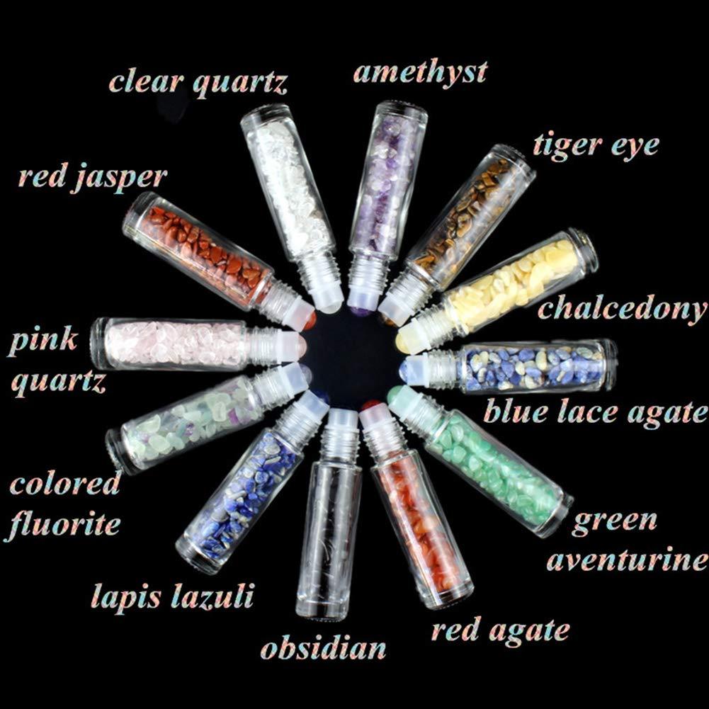 Paquete de 5 botellas de vidrio 10ml con rodillo Cuarzo Rosa