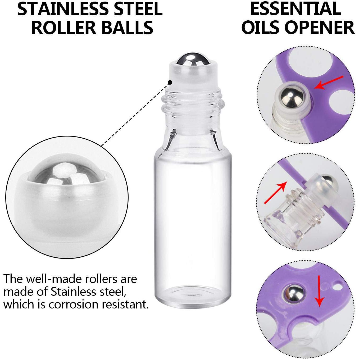 Botellas de Rodillo de Aceite Esencial Easytle 24x5ml Vidrio