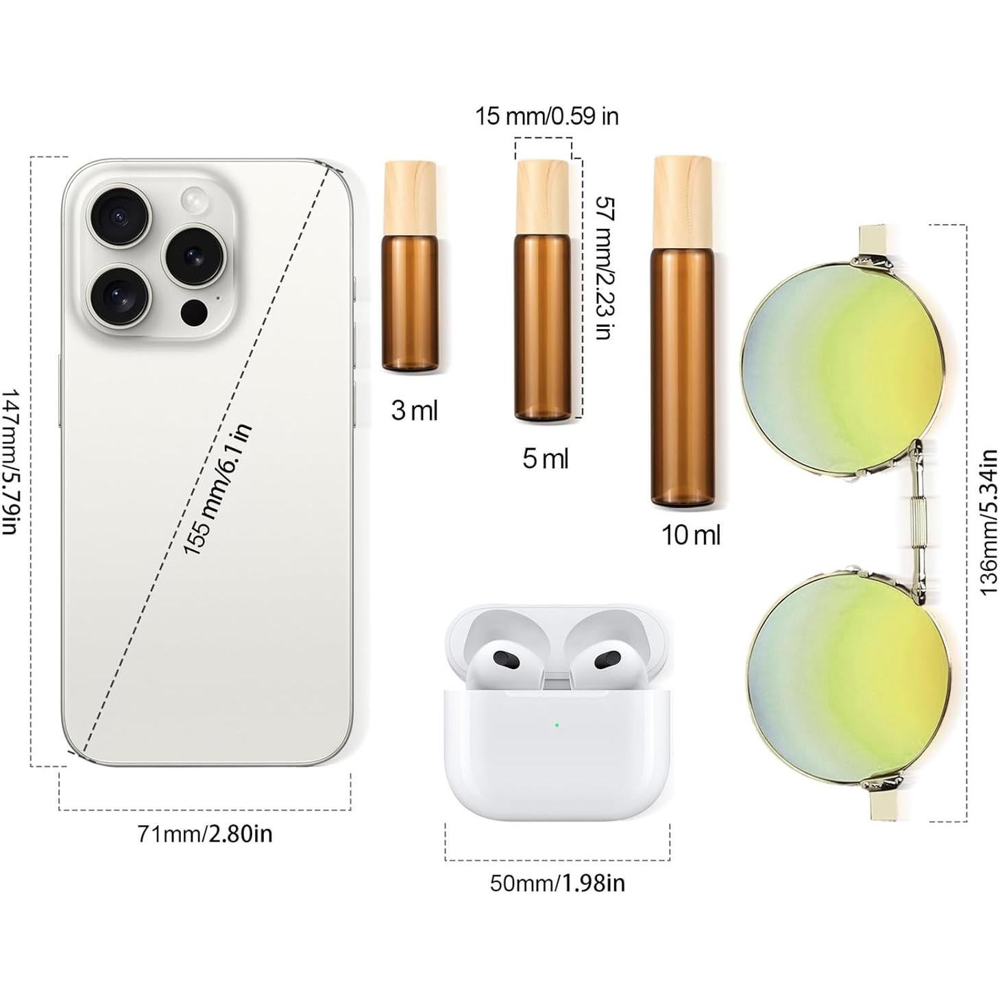 8 Botellas de Vidrio Ámbar 5ml Newzoll con Aplicador y Embudos