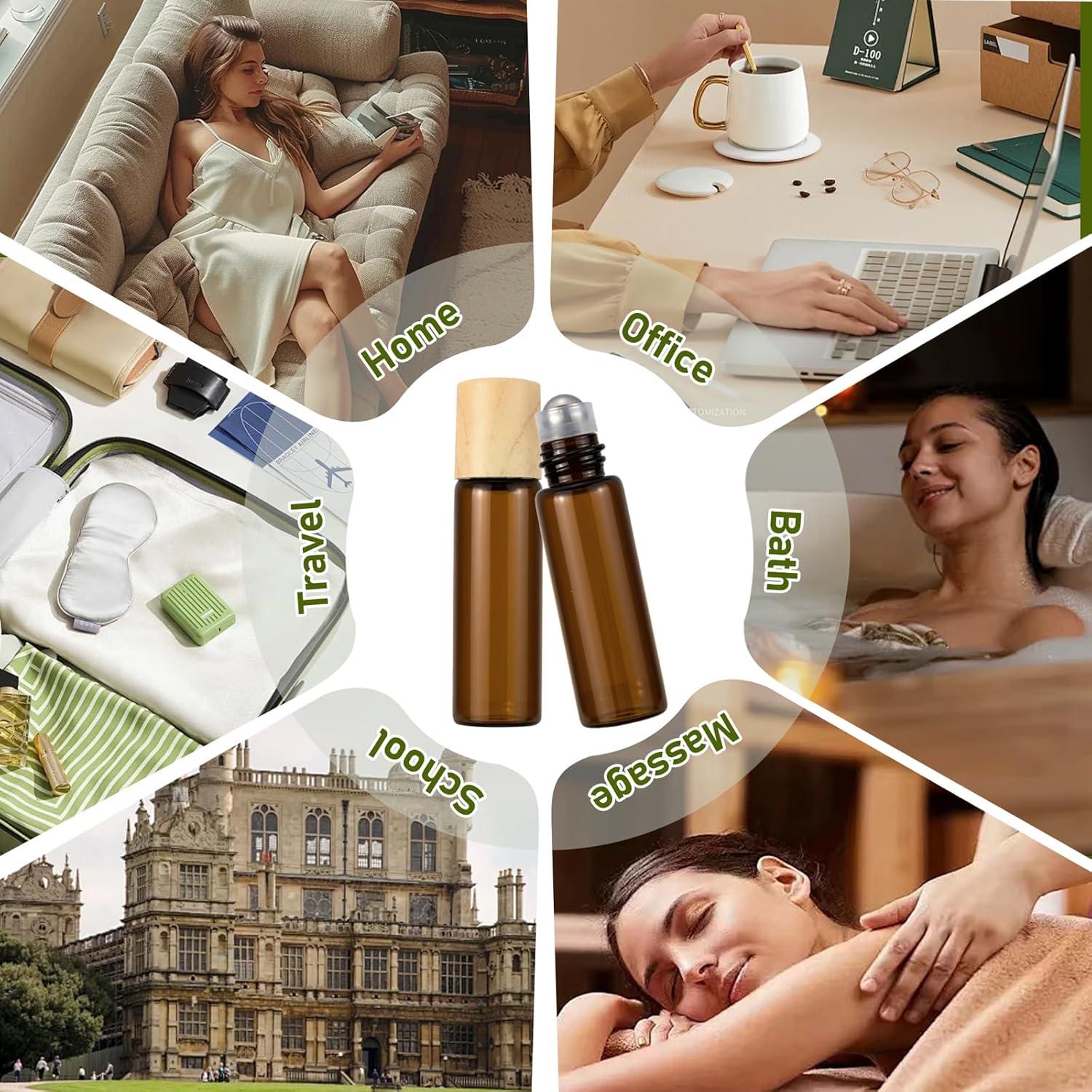 8 Botellas de Vidrio Ámbar 5ml Newzoll con Aplicador y Embudos